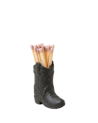 Paddywax Black Boot Matchstick Holder and Striker with Pink Matches 
