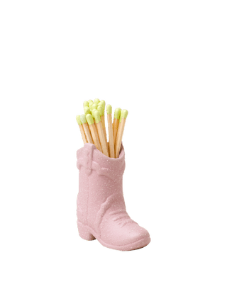 Paddywax Pink Boot Matchstick Holder and Striker with Green Matches 