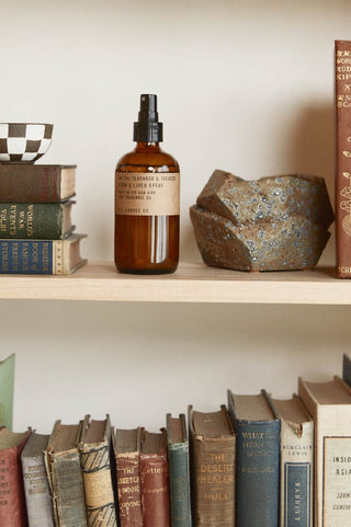 P.F. Candle Co No.04 Teakwood and Tobacco Room and Linen Spray lifestyle